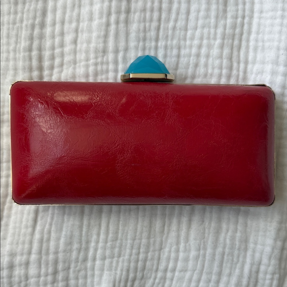 Trina Turk for BR Red Clutch with Blue Accent